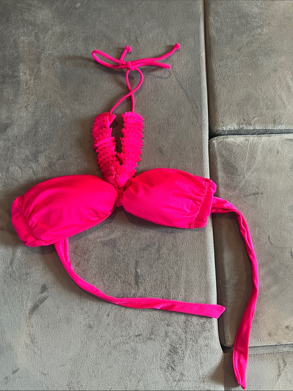 Victoria’s Secret Hot Pink Ruffle Halter Bikini Top- NWOT